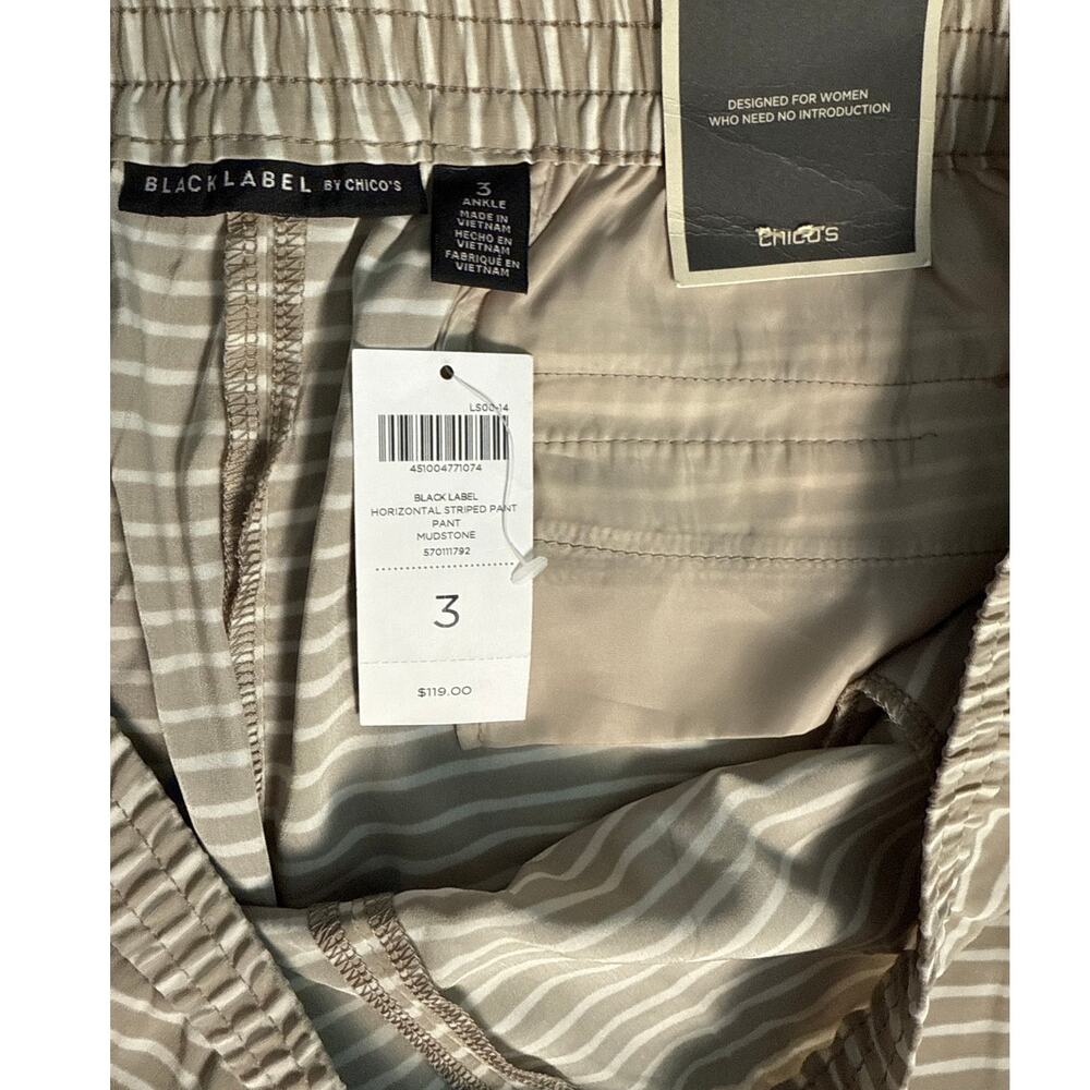 Chico's Black Label‎ Horizontal Striped Pants Beige Size XL (Size 3) - Picture 10 of 10